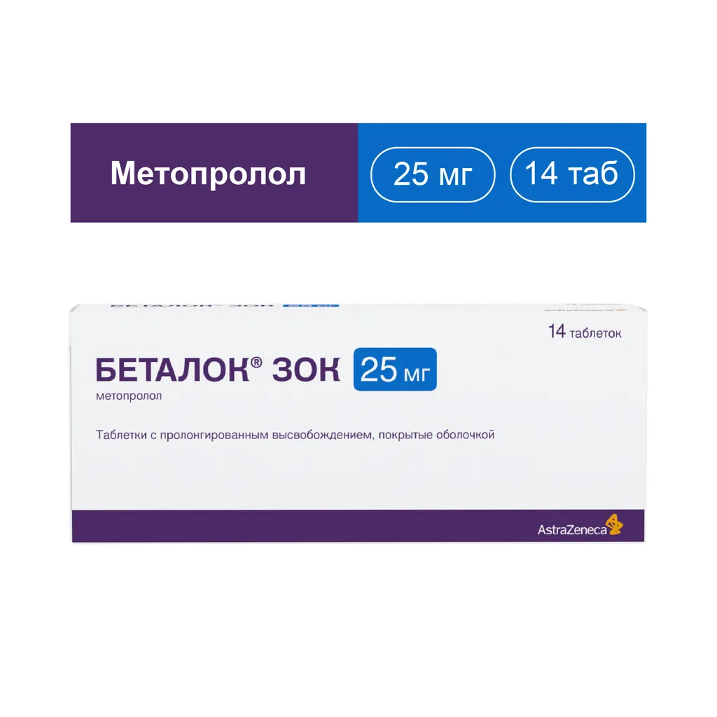 Беталок Зок таб. с пролонг. высв. п/об. 25мг №14 (блистер) картинка № 2