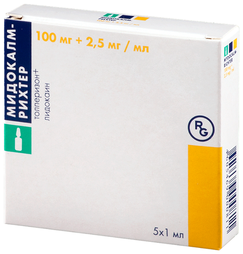 Мидокалм-Рихтер амп.(р-р д/в/м введ.) 100мг+2,5мг/мл 1мл №5