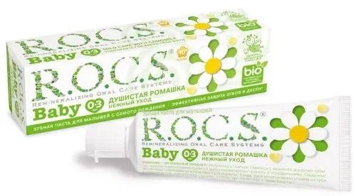Зубная паста детская РОКС Baby (0-3лет) Нежный Уход Душистая Ромашка 45г