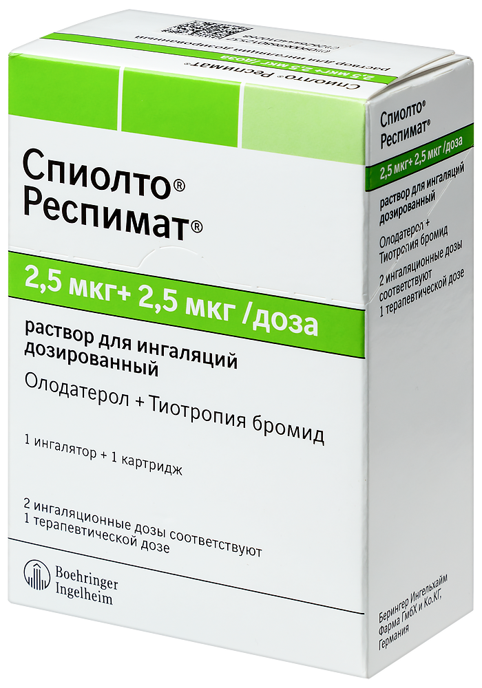 Спиолто Респимат карт.(р-р д/инг. дозир.) 2,5 мкг+2,5 мкг/доза 4мл №1 + ингалятор Респимат картинка № 3
