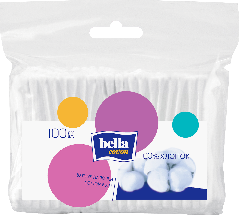 Ватные палочки Белла (BELLA) COTTON №100 (пласт. кругл. банка)