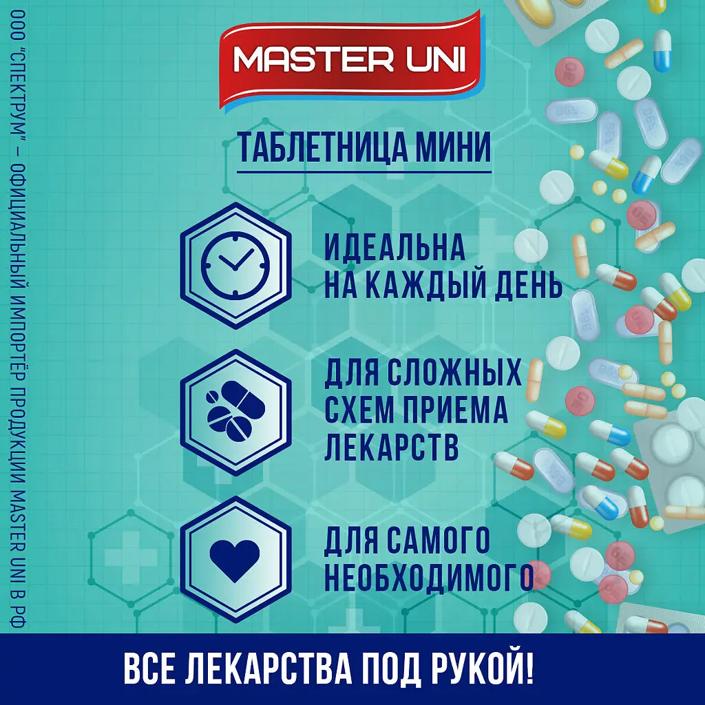 Таблетница MASTER UNI Мини (1день Утро/День/Вечер/Ночь) картинка № 5