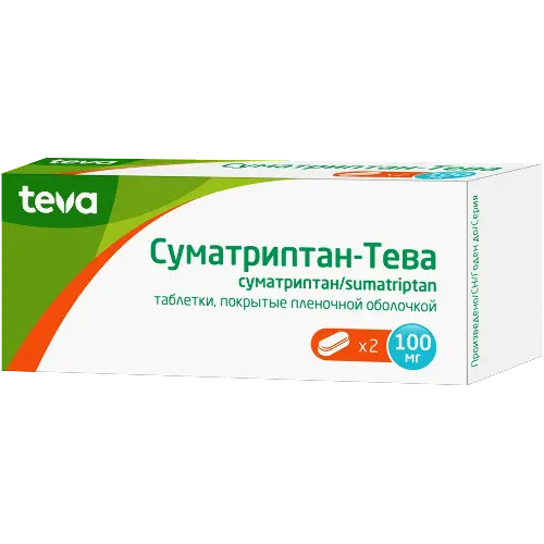 Суматриптан-Тева таб. п/пл. об. 100мг №6