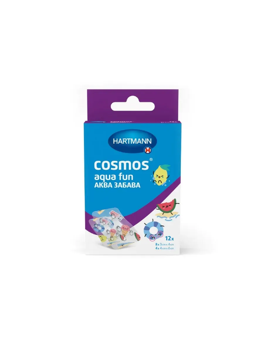 Лейкопластырь COSMOS Aqua Забава прозрачн. с рис. (2 разм.) №12