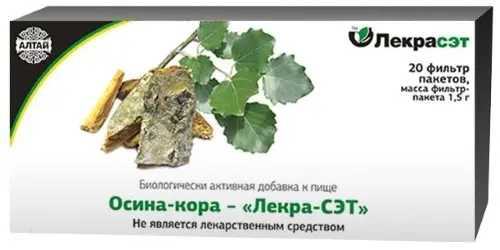Чайный напиток ЛЕКРАСЭТ Осины кора пак.-фильтр 1,5г №20