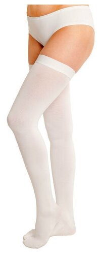 Чулки ИНТЕКС Элеганс антиэмбол. с резинкой на сил. основе 1-кл. разм. M (окружность бедра 50-58см) (бел.)