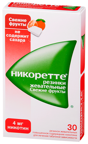 Никоретте Свежие фрукты резинка жев. 4мг №30