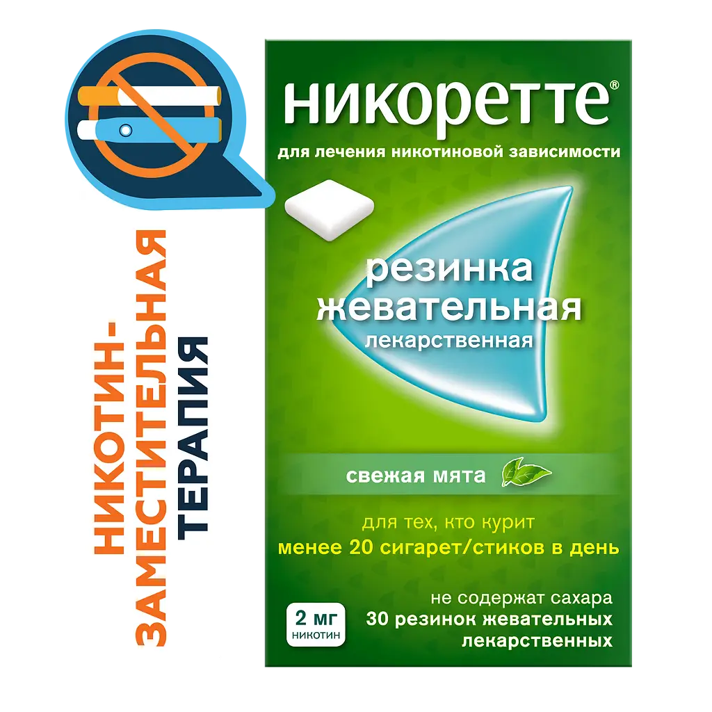 Никоретте Морозная мята резинка жев. 2мг №30 картинка № 2