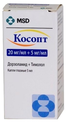 Косопт фл.(капли глазн.) 20мг + 5мг/мл 5мл