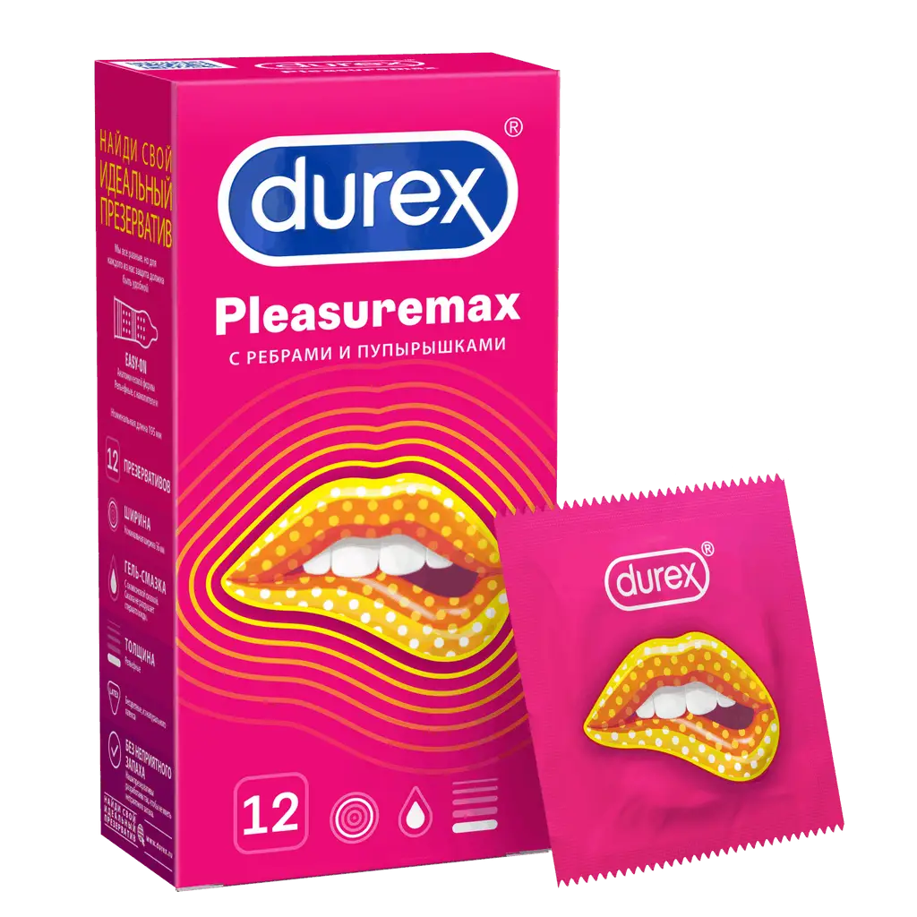Презерватив Дюрекс (DUREX) Pleasuremax (ребра и пупырышки) №12