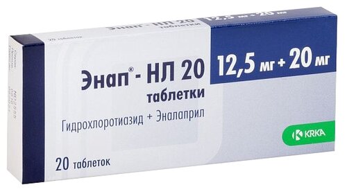 Энап-НЛ 20 таб. 20мг/12,5мг №20
